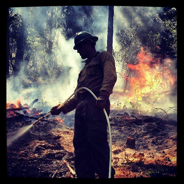 Mr. Labbe working on a fire in 2013.